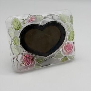 Home Beautiful Rose Pearls Crystal Heart Picture Frame Pink Floral Japan 5x4
